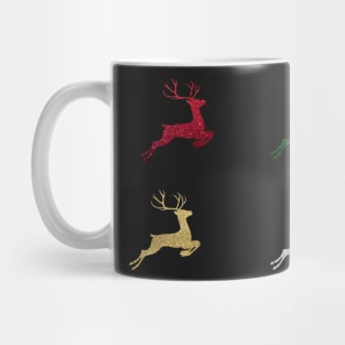 Red Green Gold Silver Faux Glitter Christmas Reindeer Pack Mug